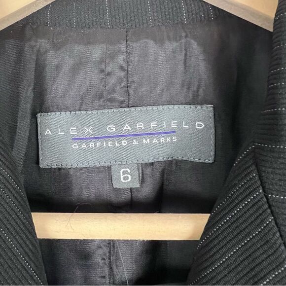 Vintage Alex Garfield Jacket Blazer Pinstripe Black Size 6 - Picture 4 of 4